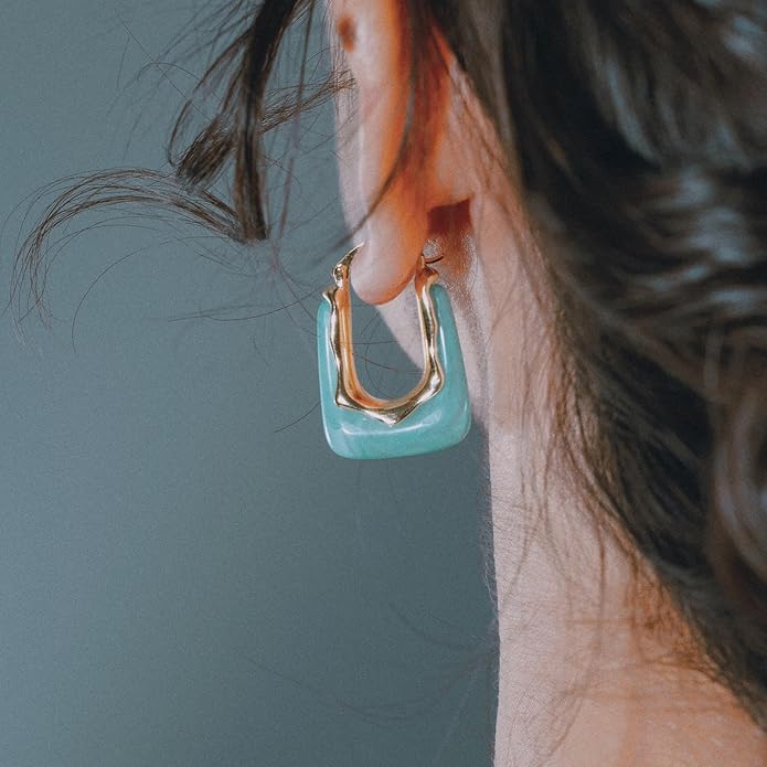 Acrylic Hoop Earrings Chunky Huggie Statement Vintage Earrings Cute Resin Drop Earring Trendy Jewelry Gifts for Women