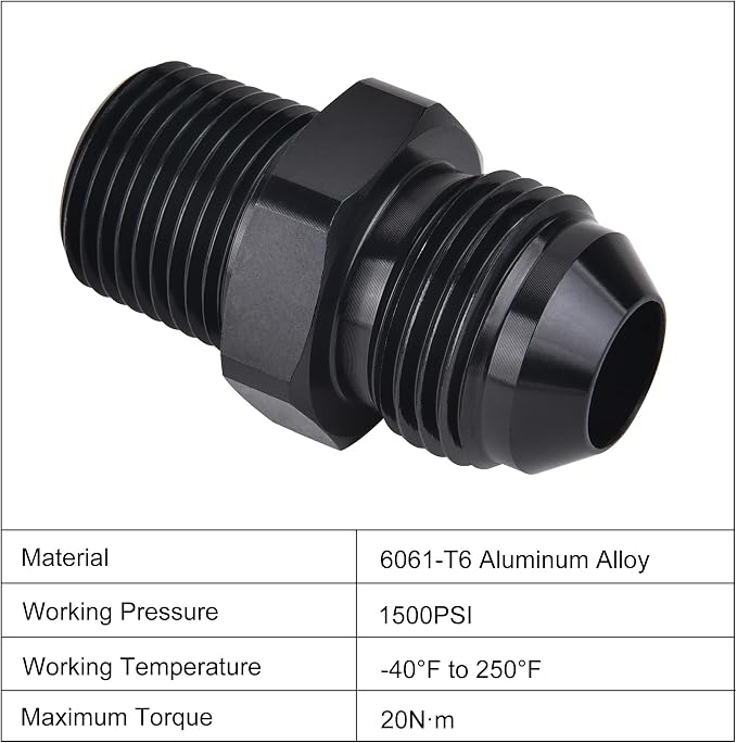 EVIL ENERGY 10AN Male Flare to 3/8" NPT Pipe Fitting Adapter Aluminum Straight - Image 3