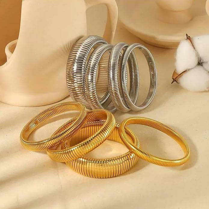 18K Gold Plated Bracelets for Women Gold Bangles for Women Chunky Bangle Bracelets for Women Bracelets Stack Tarnish Free Bangle Set of 3 for Women Accessories for Her Gifts