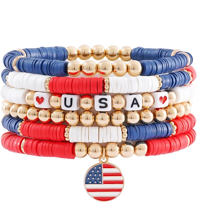 Heishi Beaded Stretch Bracelets for Women Stackable Polymer Clay Beads Bracelets Friendship Boho Summer Beach Bracelet Jewelry Set