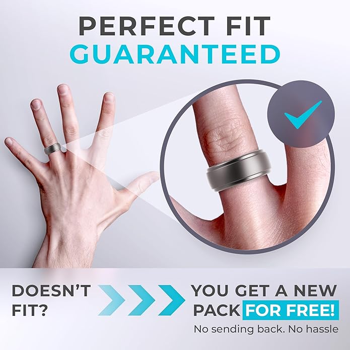 ThunderFit Silicone Rings for Men - 7 Rings / 4 Rings / 1 Ring Step Edge Rubber Wedding Bands 10mm Wide - 2.5mm Thick