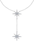Savlano 14K Gold Plated Cubic Zirconia Round Cut Starburst 18 Inches Pendant Chain Necklace For Women