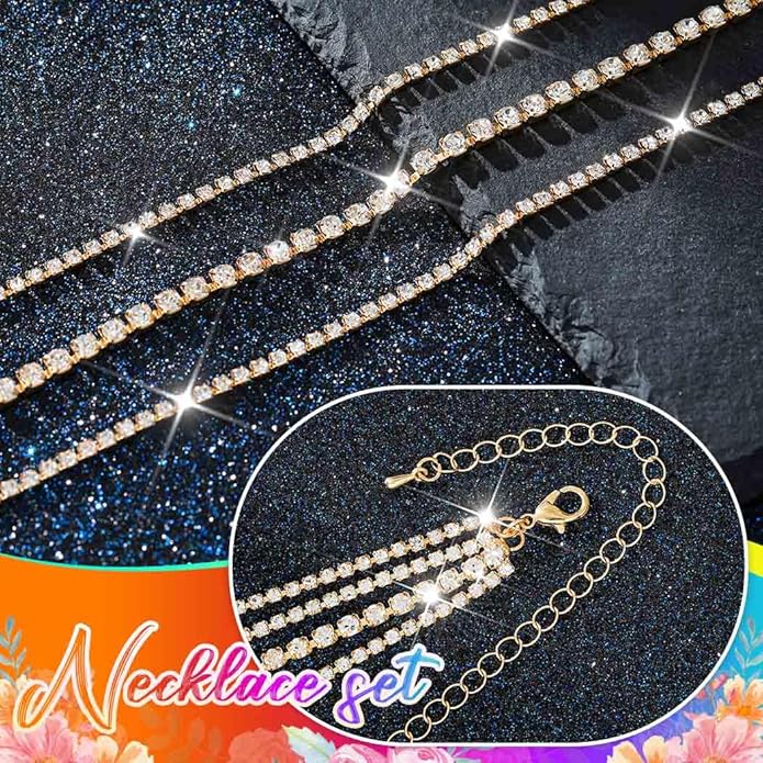 Unicra Black Rhinestone Necklace Diamond Choker Necklaces Formal Bridal Prom Fashion Costume Jewelry Necklace for Women