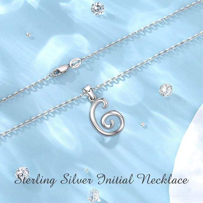 EUDORA Sterling Silver Initial Necklaces for Women, Classic 26 Letter Neckless Gifts for Girls, Sister, Mother Daughter, 18 inch Chain