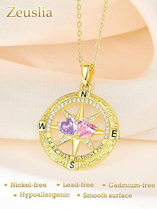 Valentine's Day Gifts for Wife 925 Sterling Silver Double Birthstone Pendant Necklaces I Love You for Always and Forever Necklace Anniversary Birthday Gifts for Wife Girlfriend Mom Her