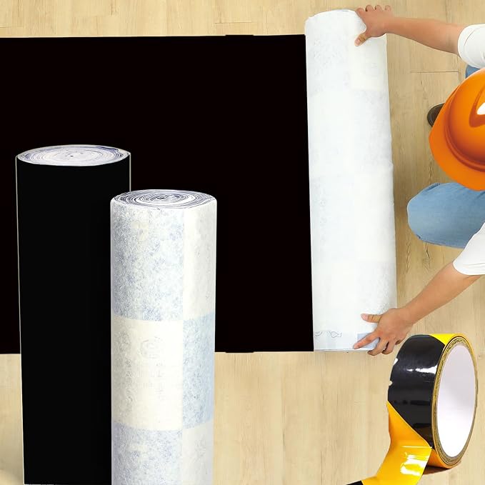 40"x100ft Black Floor Protection Film Anti Slip Paint Proof Reusable Cover by LQDMAER