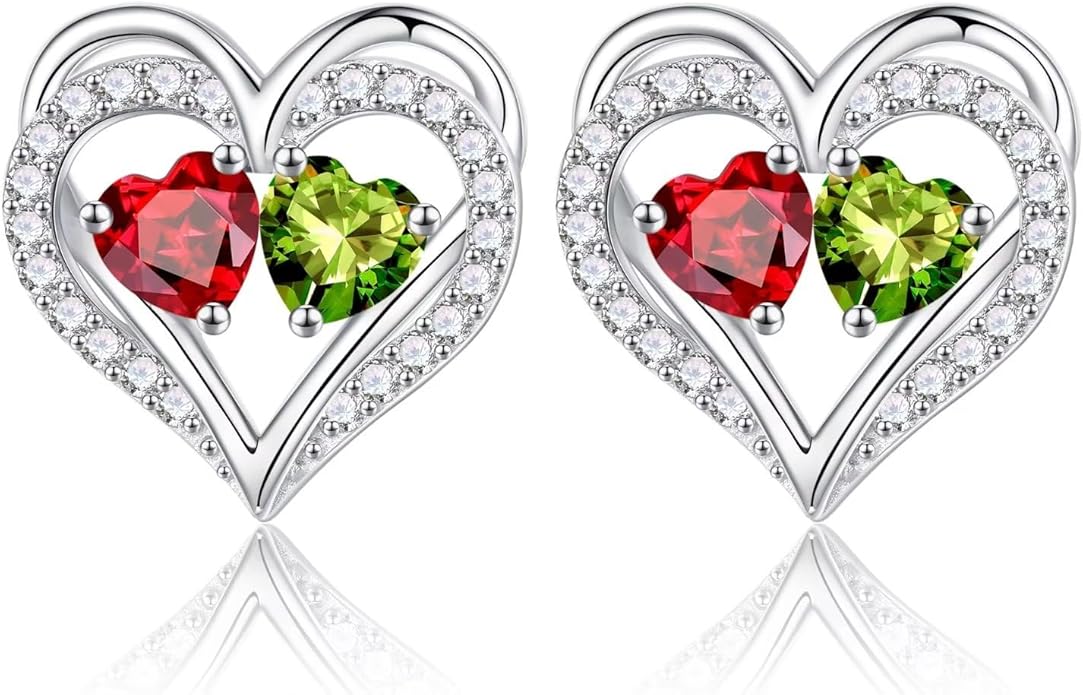 Iefil Valentines Day Gifts for Her - 925 Sterling Silver Birthstone Earrings, Anniversary Birthday Gifts for Women Wife Girlfriend Mom