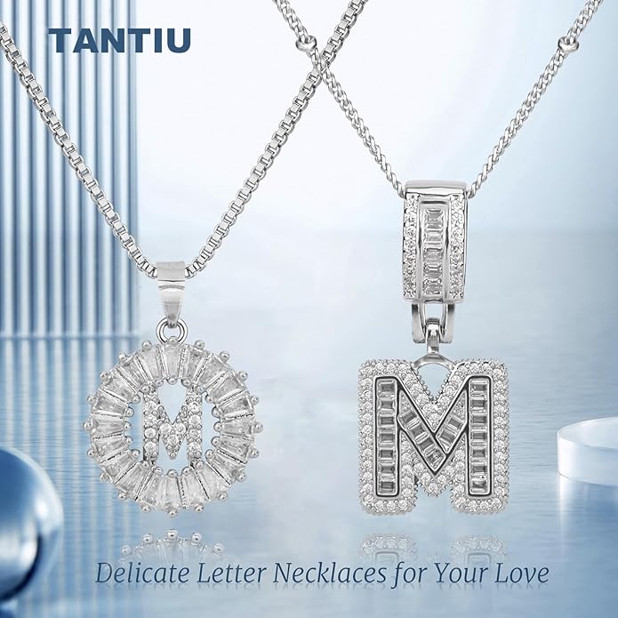 14K Gold Plated Alphabet Necklace Cubic Zirconia Letter Pendant, Personalized Name Jewelry Gift for Women, Customizable A-Z, Birthday/Mothers Day Gifts for Womens