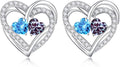 Iefil Valentines Day Gifts for Her, 925 Sterling Silver Heart Birthstone Earrings, Anniversary Birthday Gifts for Women, Birthstone Jewelry for Her Wife Girlfriend Mom