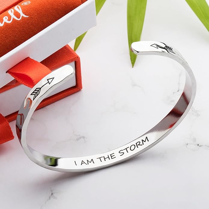 Carviell Engraved Cuff Bracelets for Women – Inspirational, Friendship, Love, Mom, Daughter, Sister, Christian, Graduation, Memorial & Wedding Gifts – 80+ Phrases – Stainless Steel, Gift-Ready