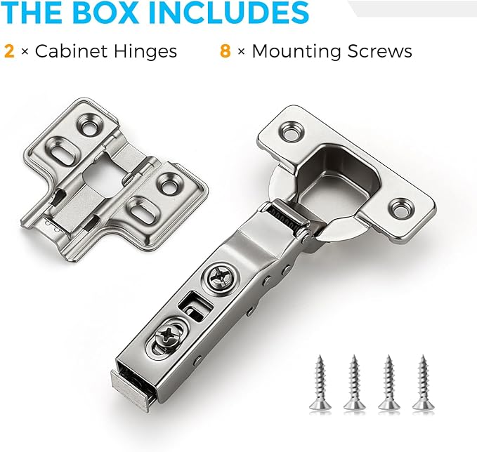 HOME EDIT 1 Pairs 2 Pack European Full Overlay Soft Close Cabinet Hinges | - Image 4