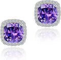 YOMELA Cubic Zirconia Earrings Studs, Halo CZ Birthstone Simulated Diamond Stud Earrings for Women