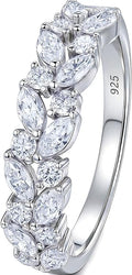 D Color VVS1 Moissanite Rings for Women 925 Sterling Silver Wedding Bands Marquise Eternity Rings Stackable Promise Size 5-10