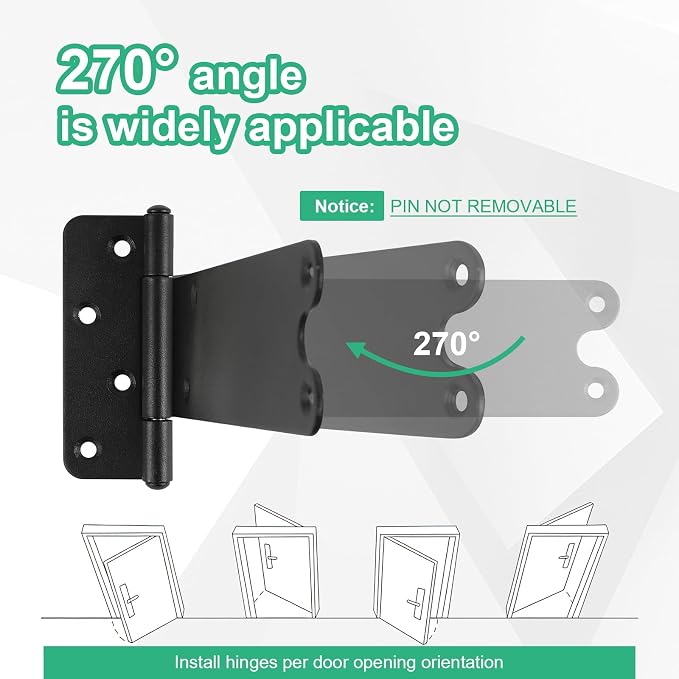 6“ Gate Hinges, 280 Lbs Capacity, Matte Black, 4 Pack Heavy Duty Hinge | - Image 4