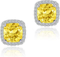 YOMELA Cubic Zirconia Earrings Studs, Halo CZ Birthstone Simulated Diamond Stud Earrings for Women
