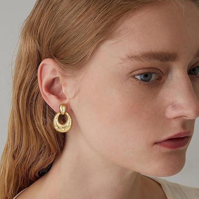 Clip on Earrings for Women Hypoallergenic Statement Retro Clip Earrings 14K Gold/Silver Plated Hoop Dangle Earrings 5A Cubic Zirconia Round Multiple Styles for Women Fashion Trendy Jewelry Gifts