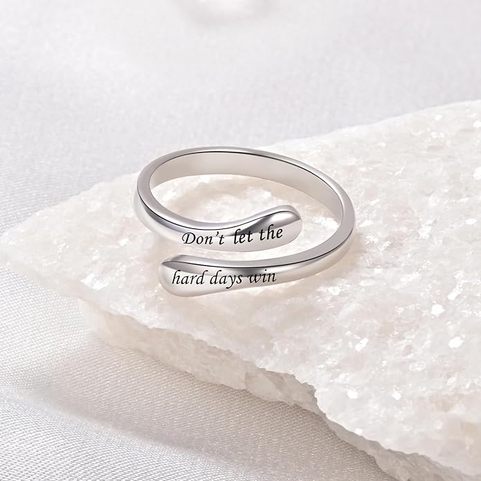 Fookduoduo 925 Sterling Silver Ring Inspirational Jewelry adjustable Wrap Open Rings for Women