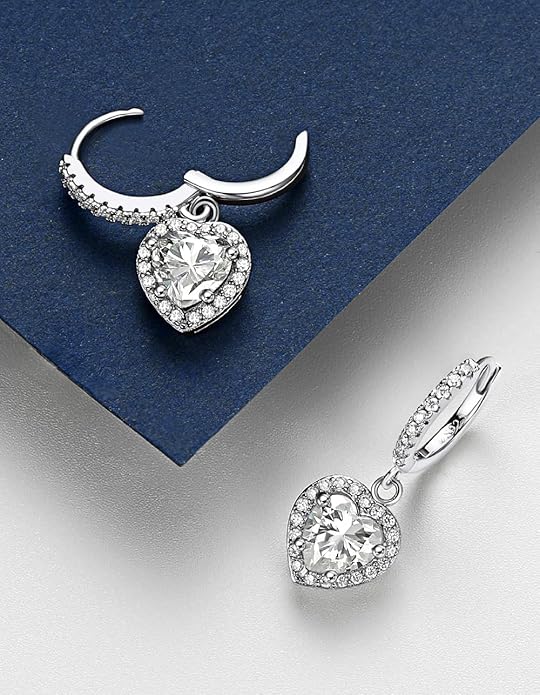 MomentWish Dangle Earrings for Women-925 Sterling Silver Moissanite Earring, Women's Gift for Valentine Birthday, D Color VVS1 Dancing Moissanite Hoops