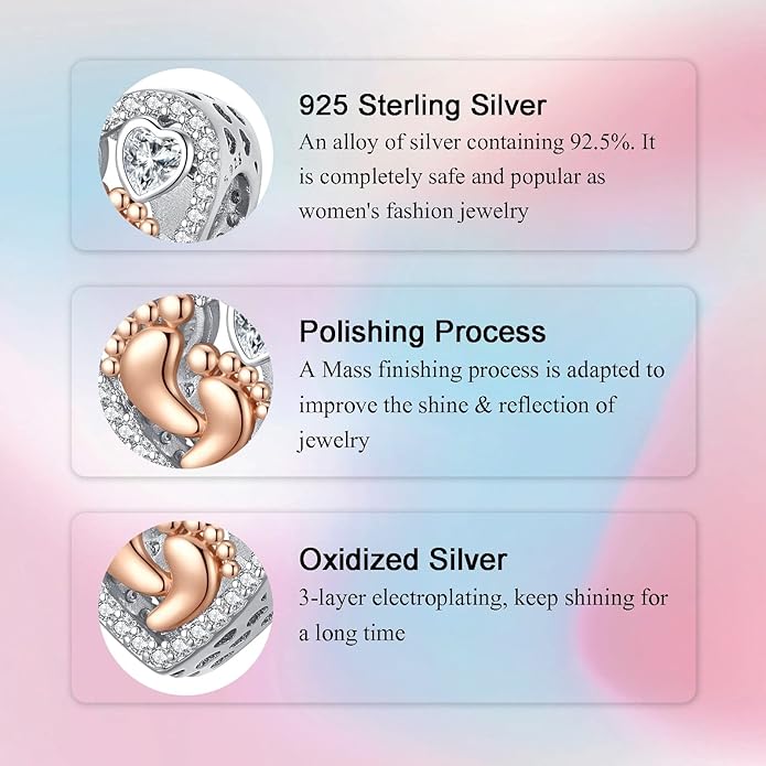 Birthday Fashion Love Heart Dangle Charm 925 Sterling Silver Charms fits Bracelets and Necklace Pendant Bead Charms Jewelry Present for Women Family Friends