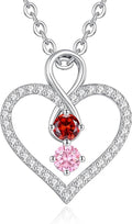 LOUISA SECRET Infinity Double Birthstone Necklace, 925 Sterling Silver Tiny Pendant Heart Necklace for Women Wife Her, Best Jewelry Gift Heart Jewelry Meaningful Gift for Valentine's Day, Christmas, Birthday Anniversary