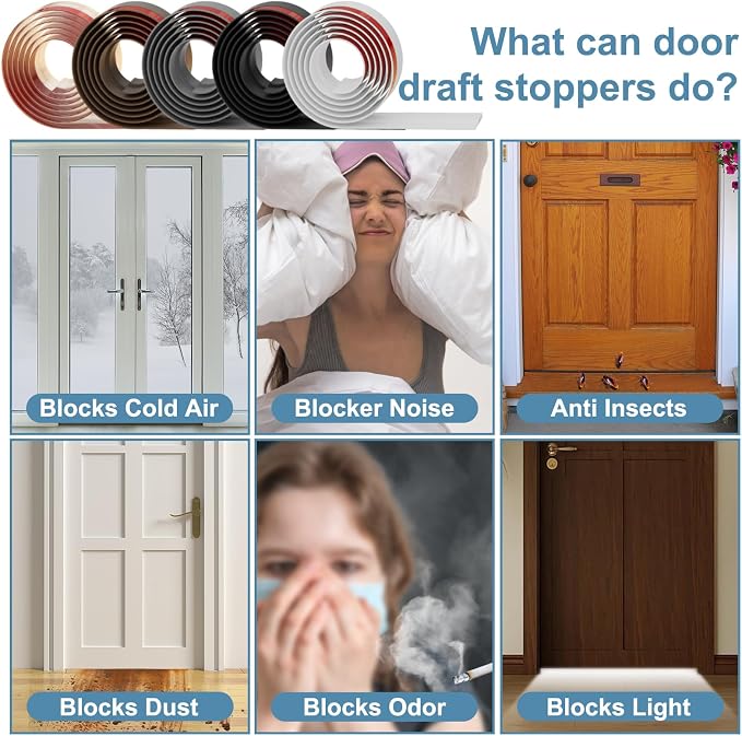 Door Draft Stopper, Door Sweep for Bottom of Door, Under Door Gap Filler for - Image 7
