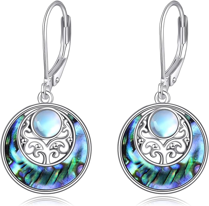 Abalone Shell Dangle Drop Earrings for Women 925 Sterling Silver Filigree Bohemian Earrings Jewelry Gift