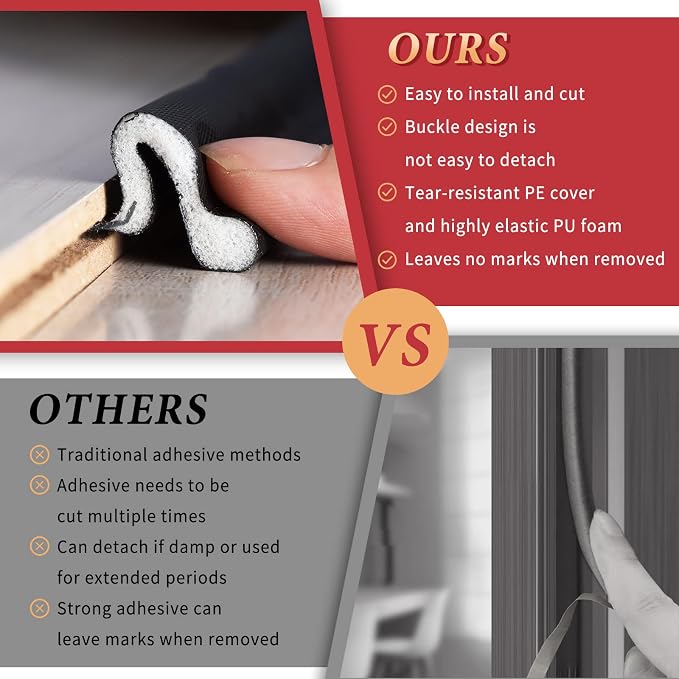 40 Feet Long Reach Weather Stripping Door Seal, V-Shaped Replacement Door Seal - Image 2