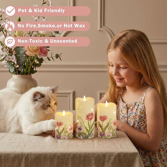 Flameless Candles, Battery Operated Floral Candles - Image 5