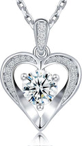 Moissanite Necklace for Women, 1CT Sterling Silver Diamond-like Jewelry, Valentine's Day, Anniversary Birthday Christmas Gift for Girlfriend, Mom