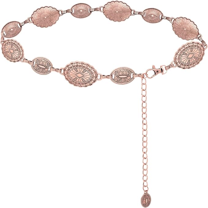 Women's Concho Chain Belt Western Cowgirl Metal Waist Chain Belt for Dress