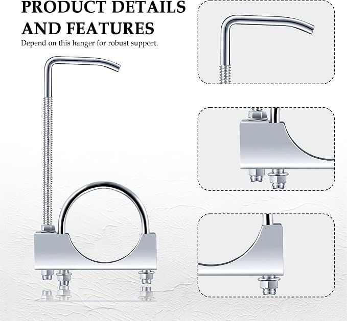 2.25 inch Exhaust Clamp with Hanger, Heavy Duty Exhaust Hanger with Clamp - Image 3