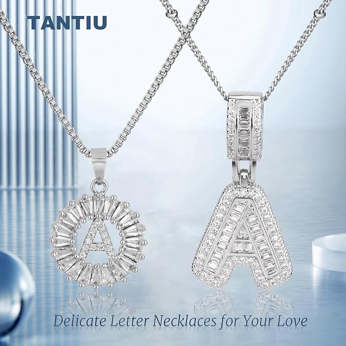 14K Gold Plated Alphabet Necklace Cubic Zirconia Letter Pendant, Personalized Name Jewelry Gift for Women, Customizable A-Z, Birthday/Mothers Day Gifts for Womens