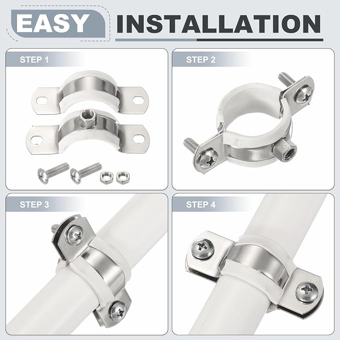 HARFINGTON 2pcs 201 Stainless Steel 6.1-6.3"/155-160mm Split Ring Pipe Hanger - Image 4