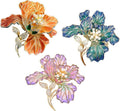 3Pcs Peony Flower Brooch Pin for Women Elegant Enamel Floral Brooch Set Dainty Cubic Zircon Pearl Lapel Pins Flower Pins for Clothes Hat Dress Accessories Prom Jewelry