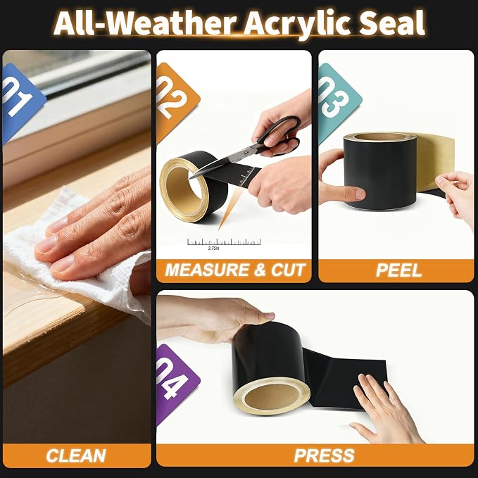 Flashing Tape for Windows and Doors, 3.75 in x 90 ft, 6 Rolls | Acrylic Adhesive - Image 5