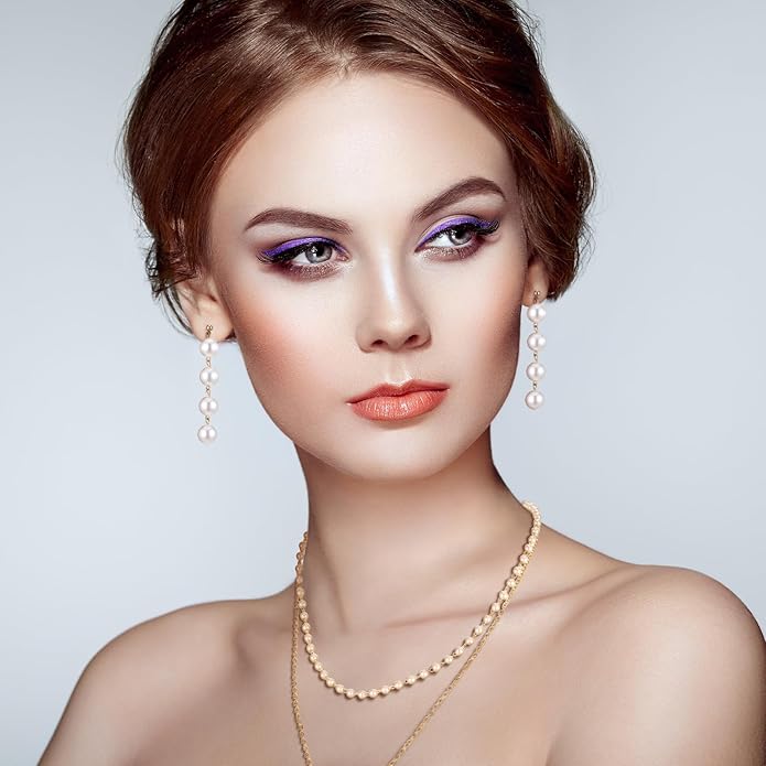 Glenmal Pearl Rhinestone Jewelry Set for Women Pearl Necklace Bracelet Earrings for Wedding Birthday Bridal Shower Tea Party