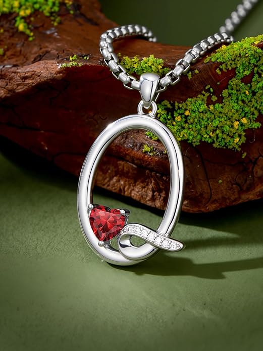 Valentines Day Gifts for Women Alphabet A to Z Initial Birthstone Pendant Necklaces for Women - 18k White Gold Plated Personalized Name Jewelry Valentine Mothers Day Birthday Gifts for Women Her Girlfriend
