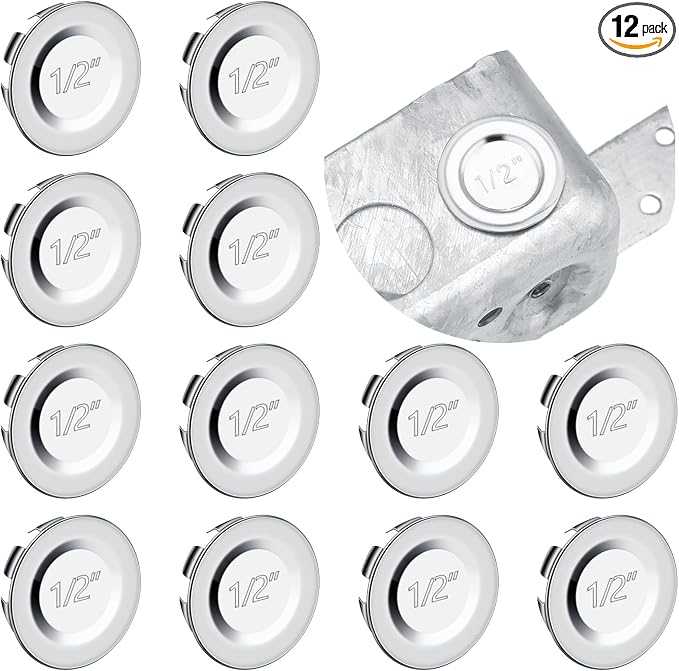 Yaocom 12 Pcs Knockout Seal Electrical Box 1/2 Inch Knockout Plugs Round Steel by Yaocom