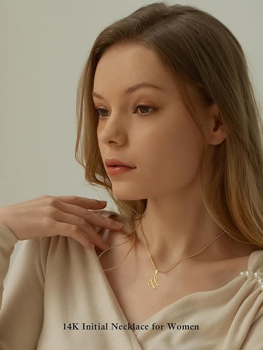 14k Gold Initial Necklace for Women, Solid Gold Moissanite Letter Pendant Necklaces Jewelry for Her Birthday Valentines Day Gifts for Mom Wife Christmas Gifts for Girlfriend Sister