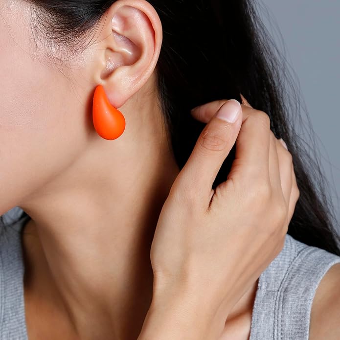 Chunky Acrylic Hoop Earrings, Lightweight Waterdrop Hoops Earrings, Hypoallergenic Trendy Jewelry for Women