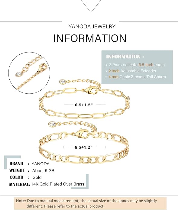Dainty Layered Gold Chain Bracelet for Women 14K Gold Plated Handmade Adjustable Bracelet Satellite Beads Oval Mariner Figaro Link Chain Bracelets Minimalist Layering Stacking Jewelry Gift for Women