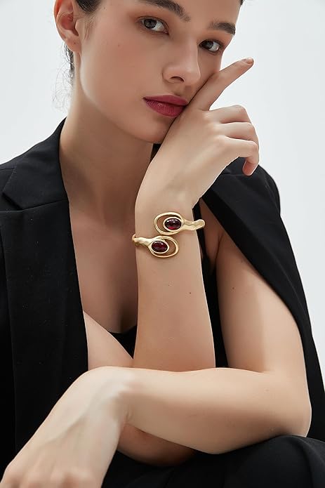Gold Cuff Bracelet for Women Silver Beaded Bracelets Open Bangle Stackable Stretch Bead Bracelet Boho Jewelry Gifts for Wife Couple