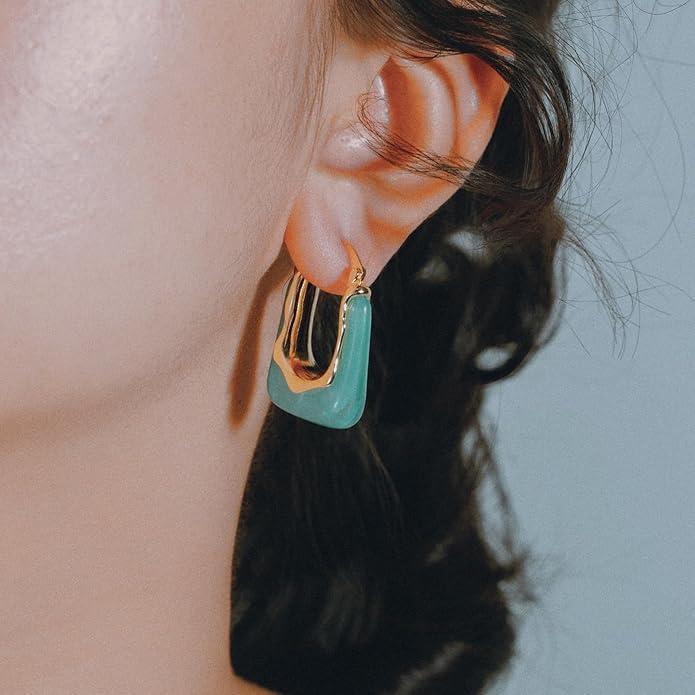Acrylic Hoop Earrings Chunky Huggie Statement Vintage Earrings Cute Resin Drop Earring Trendy Jewelry Gifts for Women