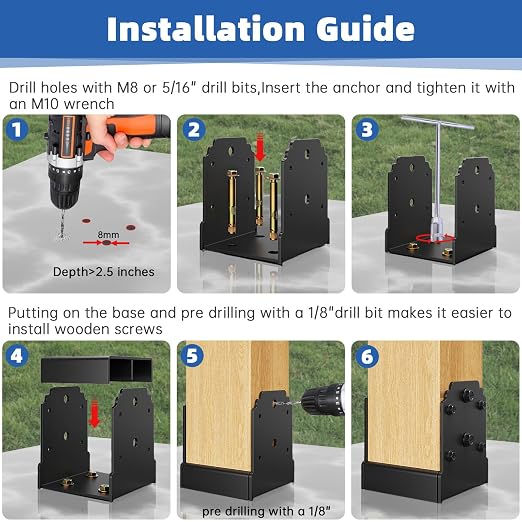 4x4 Post Base, Concealed Fastener Concrete Post Anchor, Elevated Post Base | - Image 5