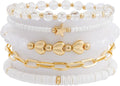 Heishi Beaded Stretch Bracelets for Women Stackable Polymer Clay Beads Bracelets Friendship Boho Summer Beach Bracelet Jewelry Set