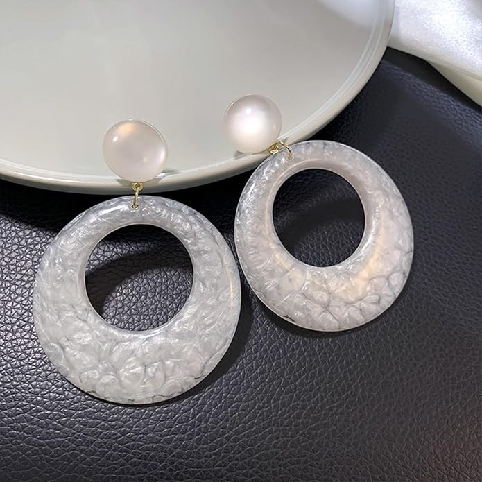 70s Earrings Retro White Acrylic Hoop Earrings 70s Accessories for Women 70s Jewelry Disco Outfits for Women