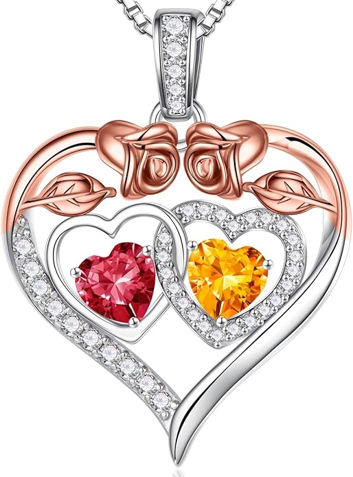 Iefil Valentines Day Gifts for Her - 925 Sterling Silver Rose Heart Necklaces for Women, Anniversary Birthday Gifts for Wife Girlfriend Mom