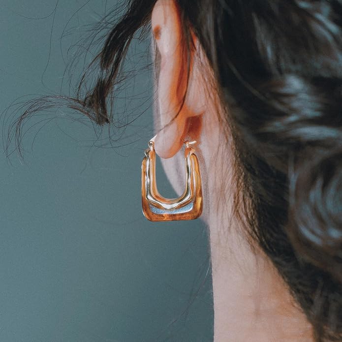 Acrylic Hoop Earrings Chunky Huggie Statement Vintage Earrings Cute Resin Drop Earring Trendy Jewelry Gifts for Women