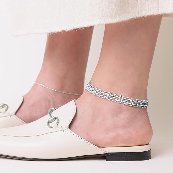KissYan Gold Ankle Bracelets for Women, 14K Gold Anklets Chunky Cuban Link Chain Summer Beach Foot Jewelry Gifts for Women