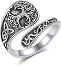 Spoon Rings 925 Sterling Silver Adjustable Hummingbird/Shark/Daisy/Tree Of Life/Dragonfly/Witches Knot/Sea Turtle Ring Thumb Rings Birthday Jewelry Gifts for Women Mother